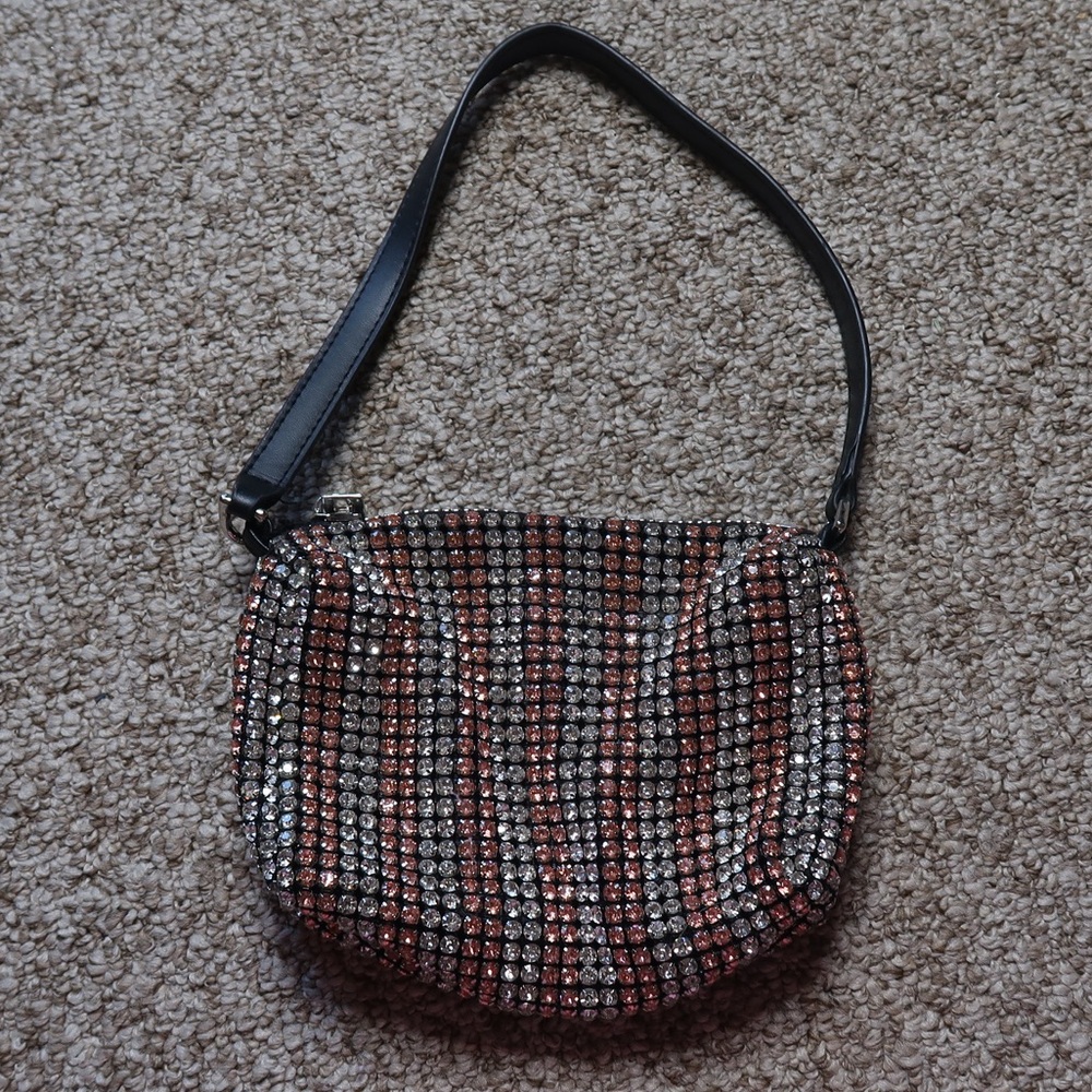 alexander wang pink and silver rhinestone bag